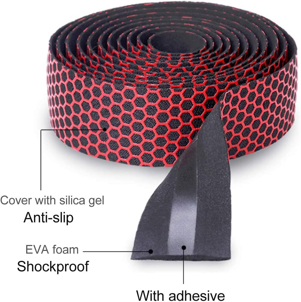 PLATT Handlebar Tape Road Bike Bicycle Bar Tape Superior Breathable Hexagon Non-Slip Bike Handlebar Tape Bike with Bar End Plugs image number 3