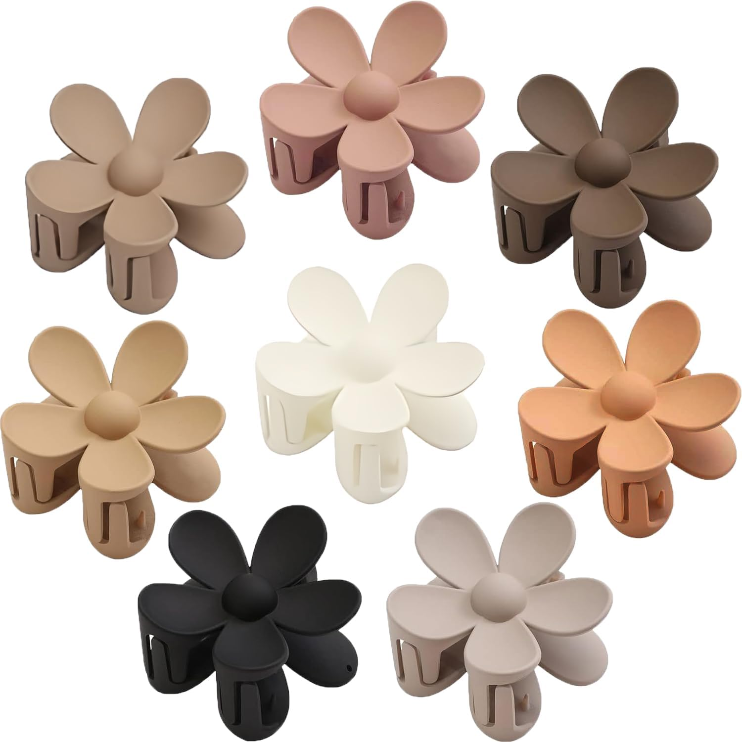 8PCS Flower Hair Clips Large Claw Clips for Women Thick Hair Cute Matte Hawaiian Dasiy Plumeria Hibiscus Hair Clips Strong Hold Non Slip for Women Girls Thin Hair Gifts 8 Colors