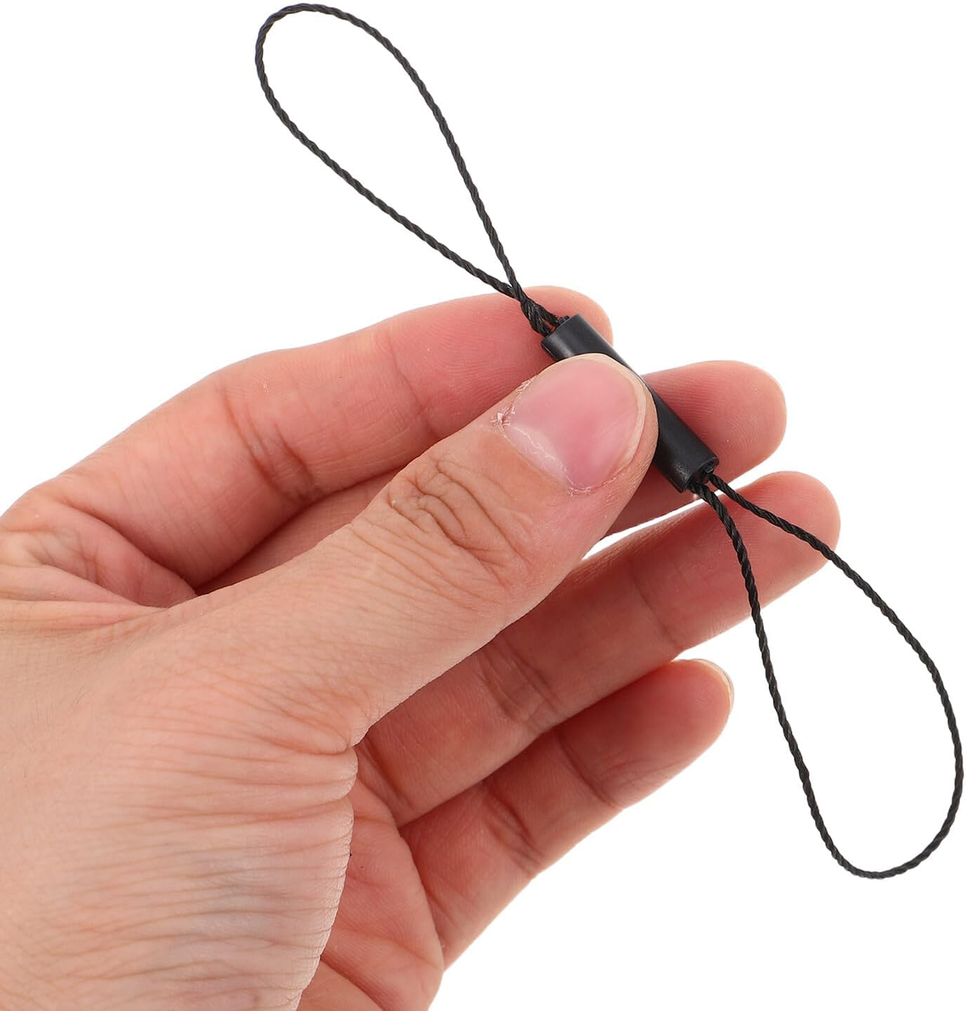 TOKIDNY Cylinder Double Lock Hanging Tag Strings Black Rope Fasteners for Clothing Shoes Bags Luggage Accessories Quick-Attach Design Pack
