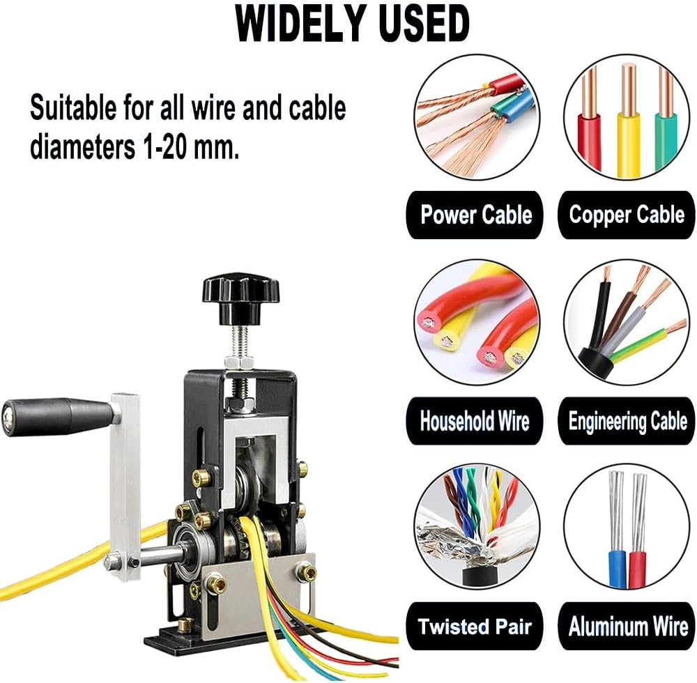 LMSNE Electric Cable Stripper 0.06''-0.98'' Scrap Copper Wire Stripping Machines with Hand Crank or Drill Powered, Portable Aluminum Frame Wire Peeler. image number 3
