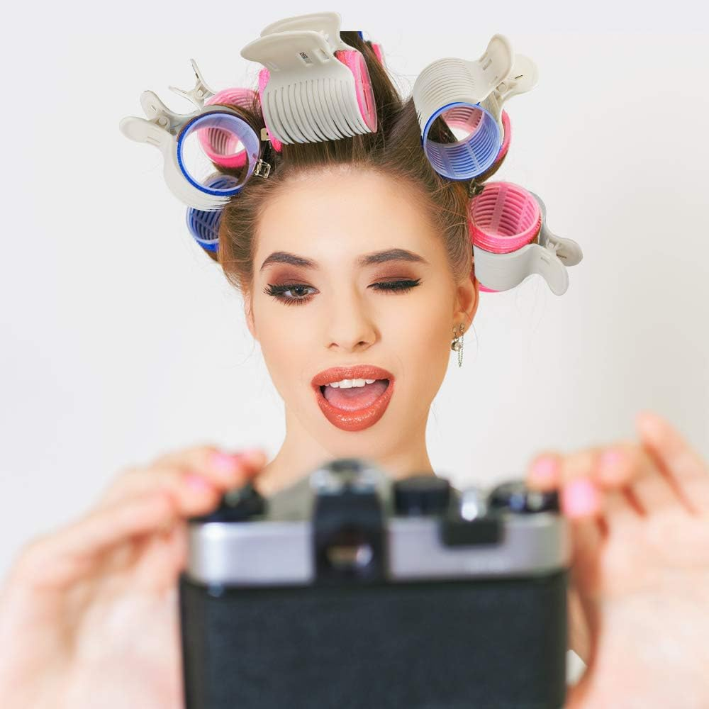 18 Pieces Hot Roller Clips Plastic Hair Curler Claw Clips Roller Clips for Small, Medium, Large and Jumbo Hair Rollers (White) image number 4