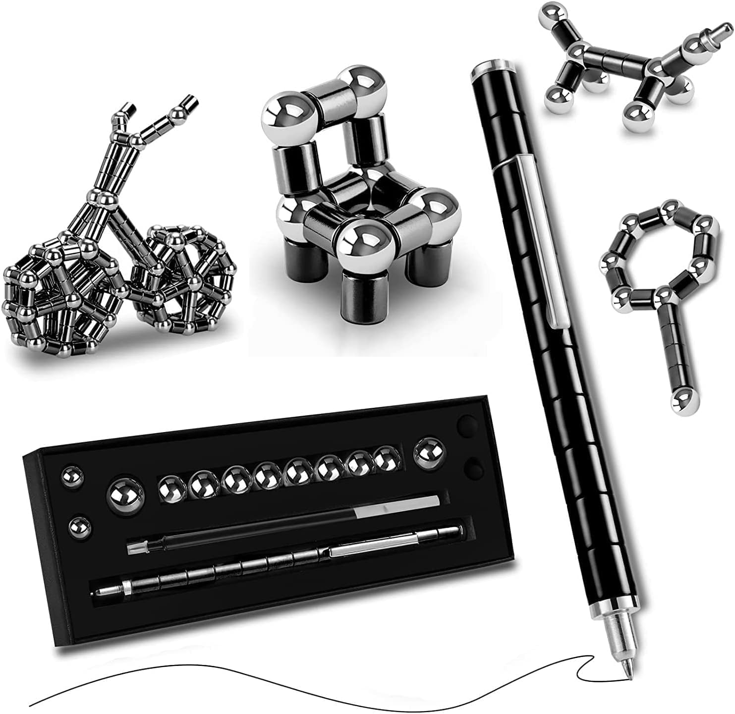 Decompression Fidget Magnetic Pen, Metal Multifunction Writing Ballpoint,Eliminate Pressure Fidget Gadgets, for Men,Kids or Friends Novelty Toy,Gift for Teenage Boys, Best Gift for 8-12 Years Old