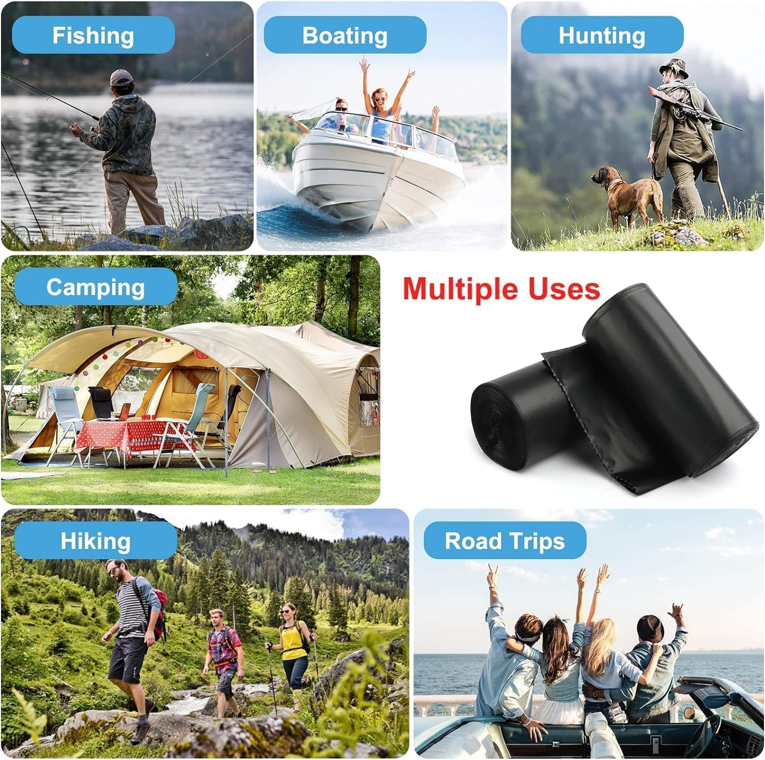 80 Portable Toilet Bags, Camping Toilet Bags, Biodegradable Porta Potty Bags, 8 Gallon Trash Bags Garbage Bags, Thickened Toilet Waste Bags Bucket Toilet, Compostable Bags image number 3