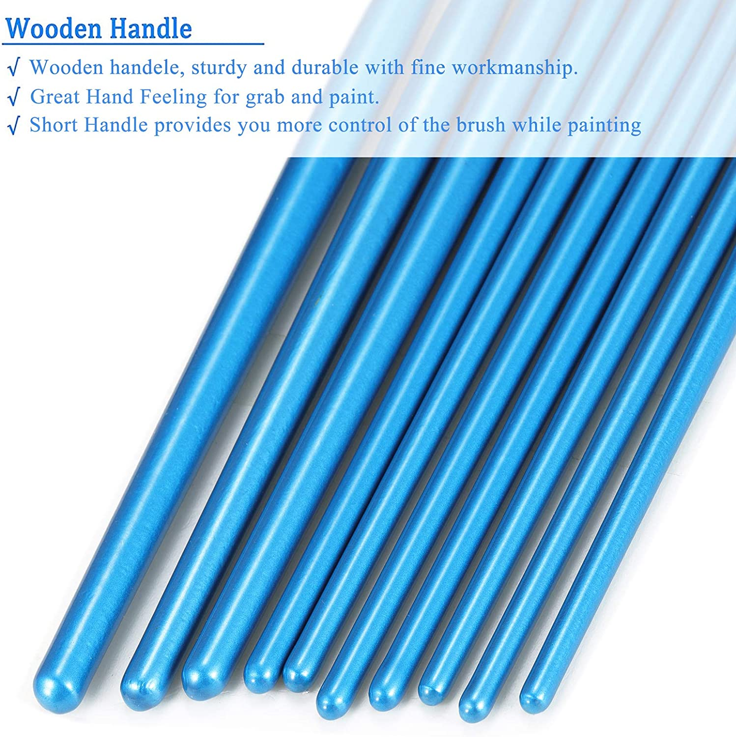 BOSOBO Paint Brushes Set, 2 Pack 20 Pcs round Pointed Tip Paintbrushes Nylon Hair Artist Acrylic Paint Brushes for Acrylic Oil Watercolor, Face Nail Art, Miniature Detailing & Rock Painting, Blue - Blue image number 5