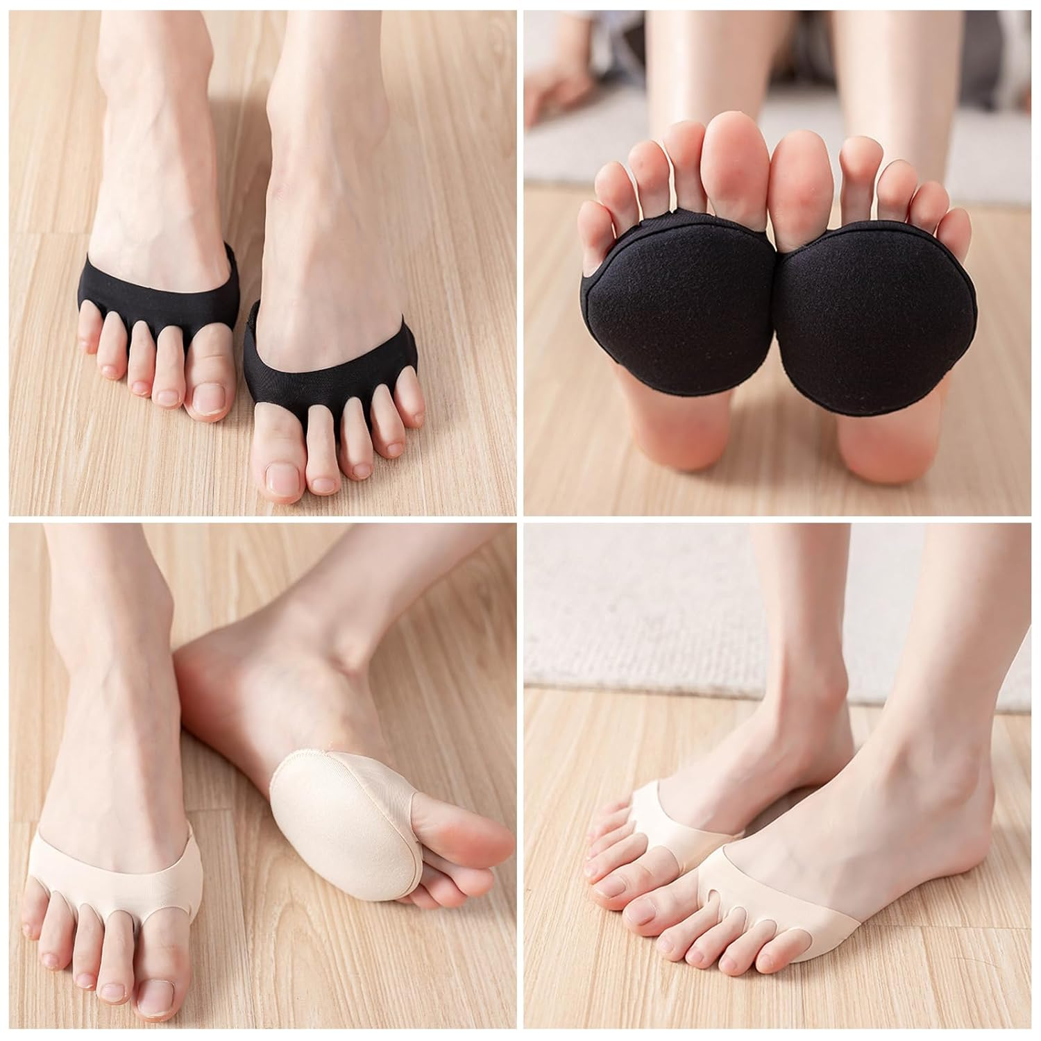 Ball of Foot Cushions for Women and Men, 5 Pairs Metatarsal Pads for Women, Reusable Invisible Socks Forefoot Pads, Ball of Foot Metatarsal Pain Relief Pad for Working, Running, Dancing (Multicolor-5, One Size) image number 4