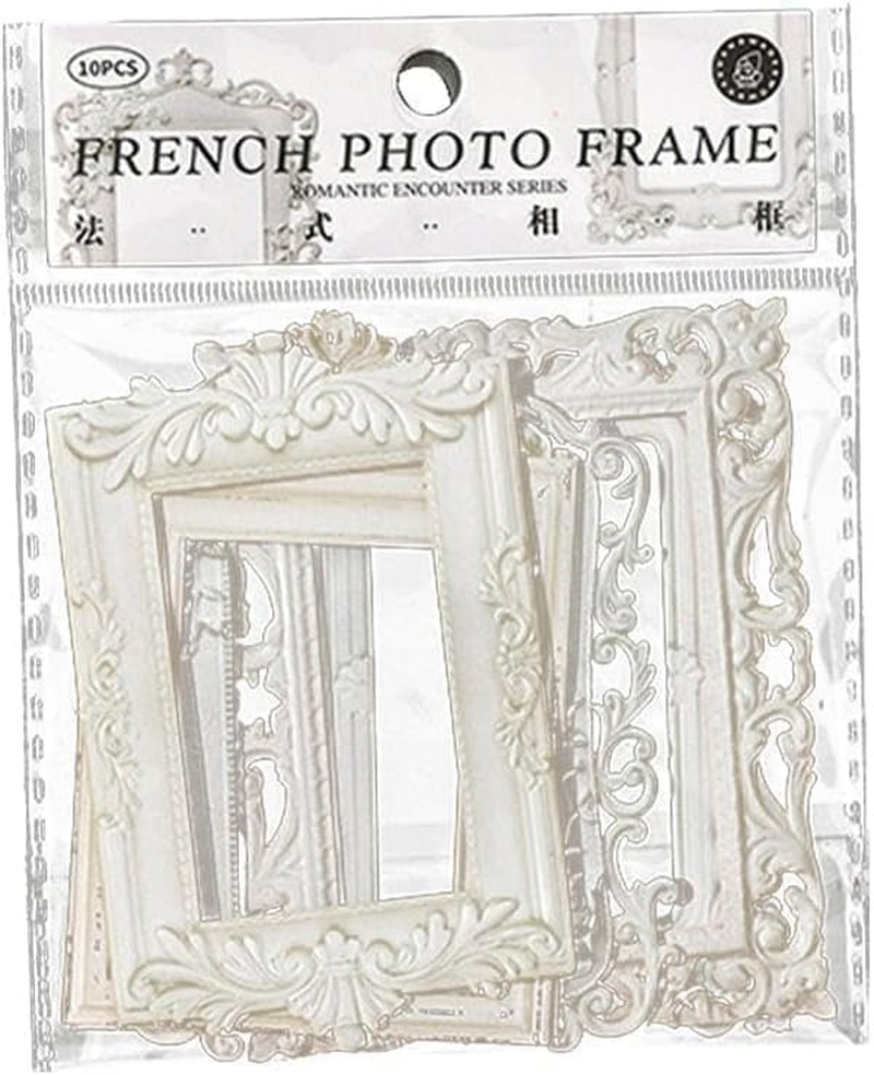 Scrapbook Frames Vintage Paper Frames Small Thin Decorative Paper Lace Cutouts Scrapbook Window for Scrapbooking Junk Diary Crafts Decorative Pack of 10 image number 6
