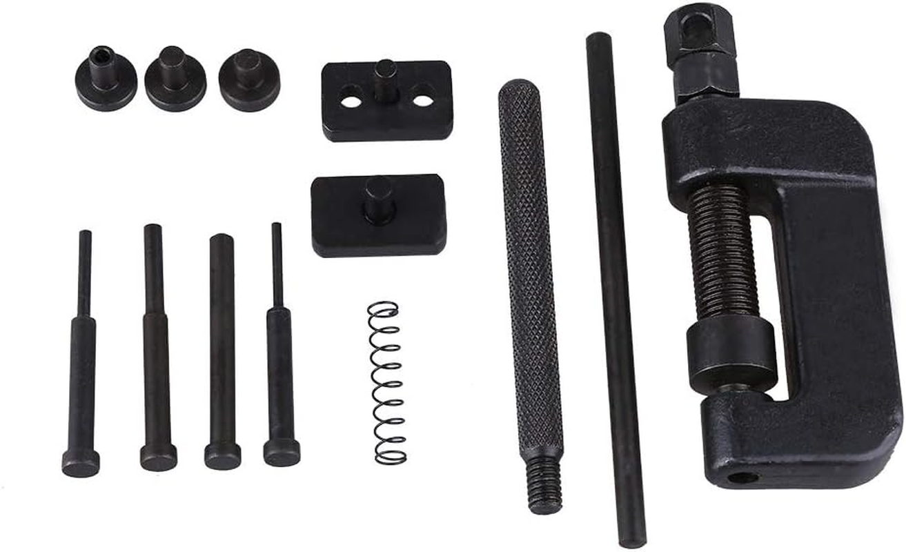 13Pcs Motorcycle Chain Breaker & Rivet Tool Kit - Professional 420-630 Drive Chain Cutter/Riveter with Carrying Case image number 3