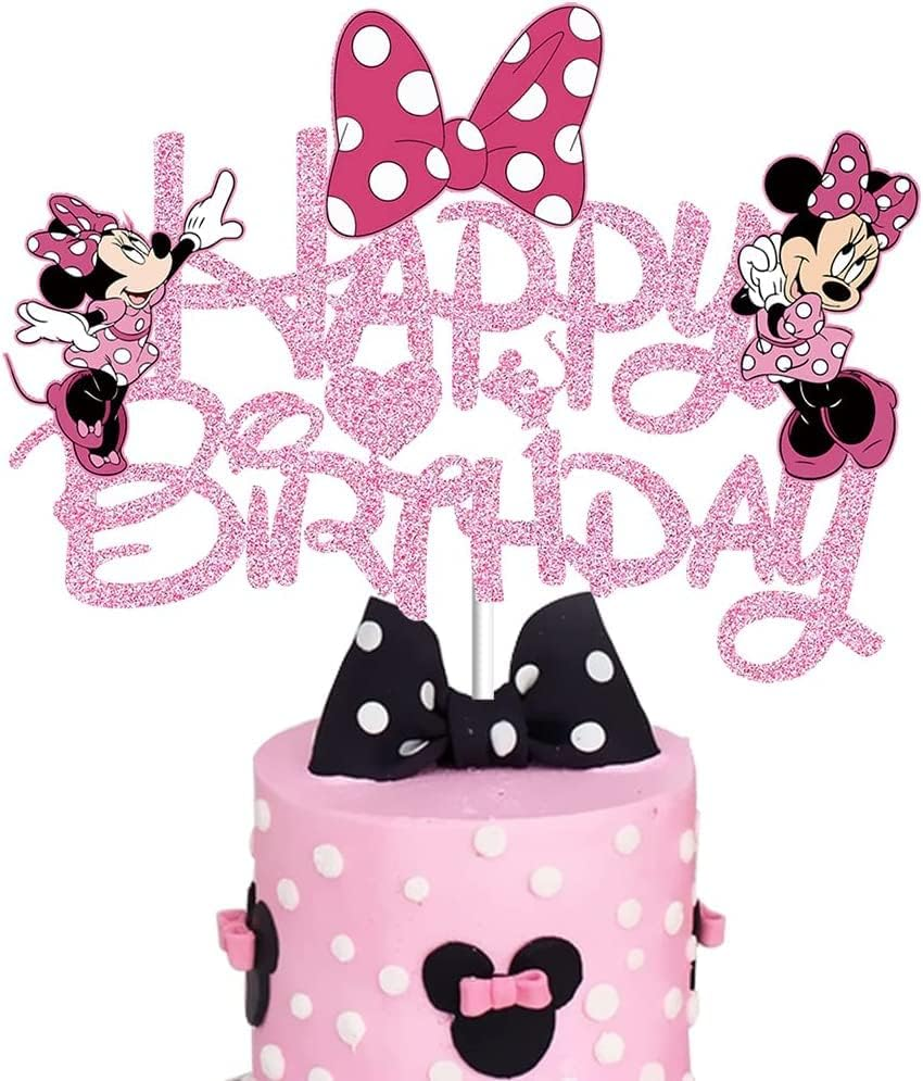 Minnie Cake Decoration, Happy Birthday Cake Decoration, Frozen Cake Decoration, Glitter Birthday Decoration Topper, Girls Cake Topper, Cake Decoration, Used for Birthday Parties and Anniversaries image number 1