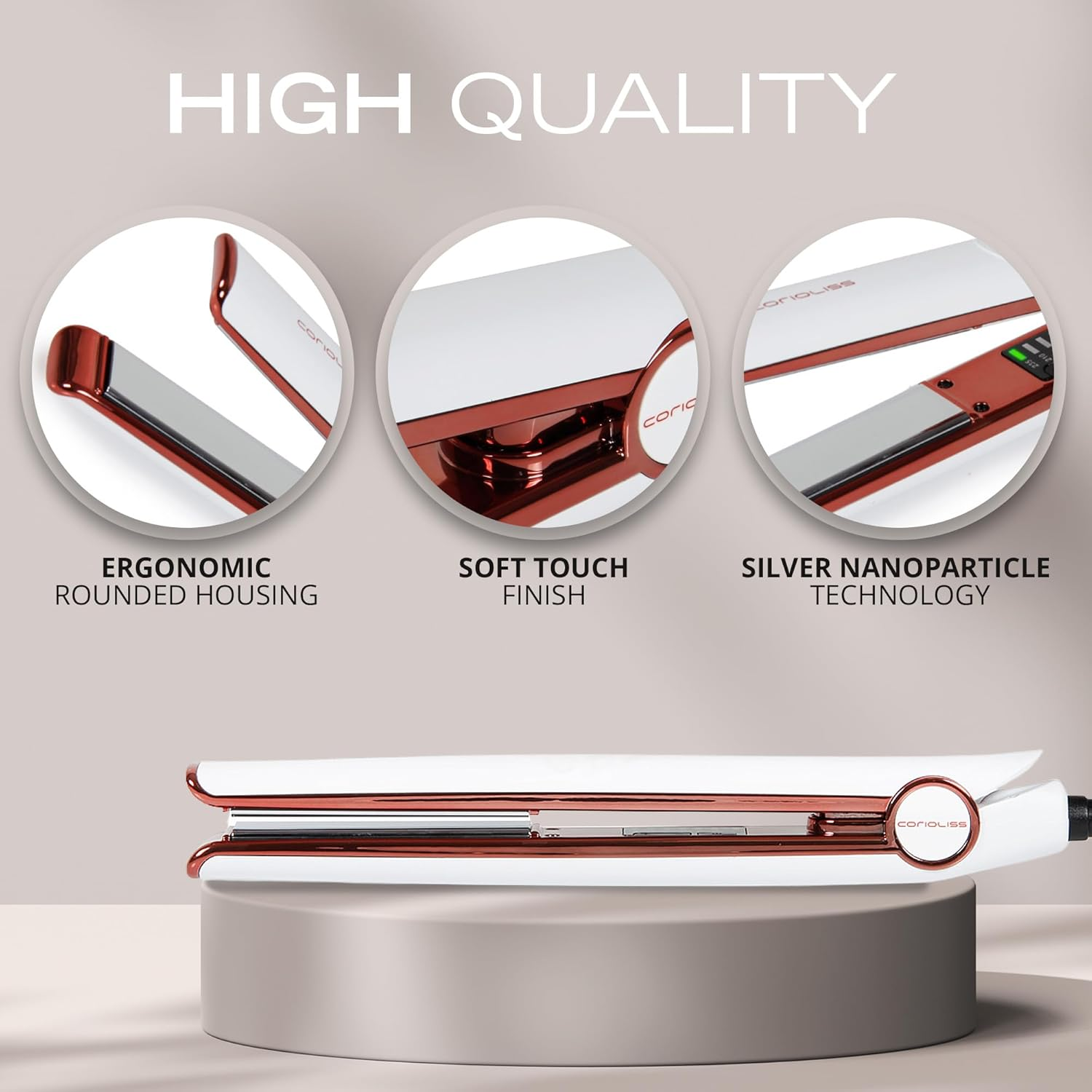 Corioliss C1 Digital Hair Straightener for Women Professional Titanium Plates Flat Iron (White Copper) - Leopard Gold image number 7