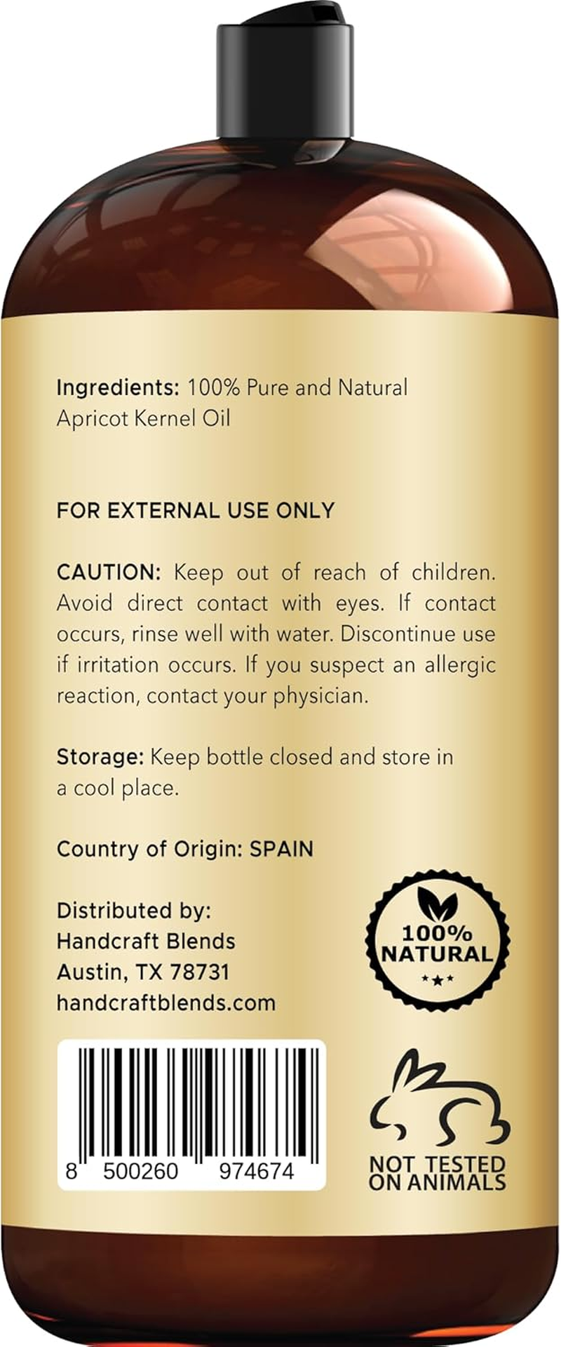 Handcraft Blends Apricot Kernel Oil - 28 Fl Oz - 100% Pure and Natural - Premium Grade Oil for Skin and Hair - Carrier Oil - Hair and Body Oil - Massage Oil - Cold-Pressed and Hexane-Free image number 1