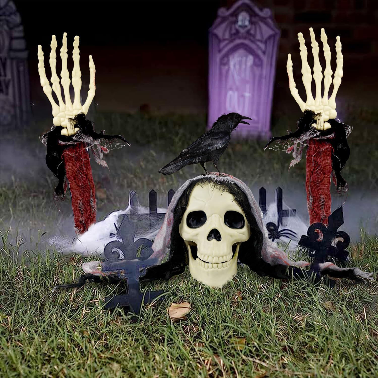 ZATMRA Halloween Decorations Outdoor - Realistic Skeleton Decor for Patio, Lawn, Cemetery, Garden - Scary Indoor and Outdoor Exterieur image number 2