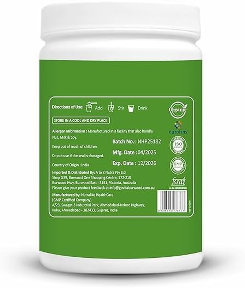 Nutrahike Organic Barley Grass Powder 250G &ndash; Rich in Chlorophyll, Antioxidants & Nutrients, Supports Detox, Digestion & Immune Health, Natural Green Superfood for Wellness