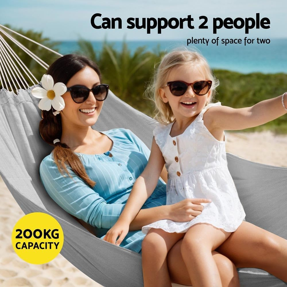 Gardeon Hammock Bed W/Travel Bag Outdoor Lounge Hanging Chair Portable Grey image number 6