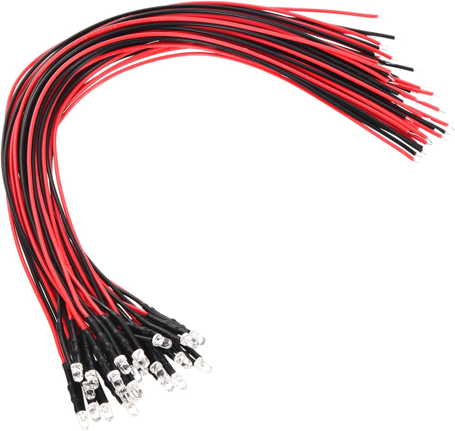 Uxcell 3Mm LED Diode Light, 20 Pcs 3V DC Pre Wired Mini LED Lights Bulb Light-Emitting Lamp for RC DIY Indicator Lighting, Emerald Green Lights image number 1