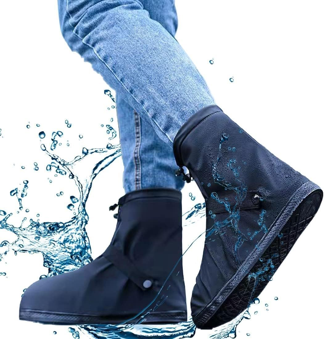 Shoe Covers with Zipper Hard Sole Version Waterproof Shoe Covers Reusable Galoshes for Rainy and Snowy Outdoors Garden Etc, Rain Boots for Men Women Kid ﻿ image number 1