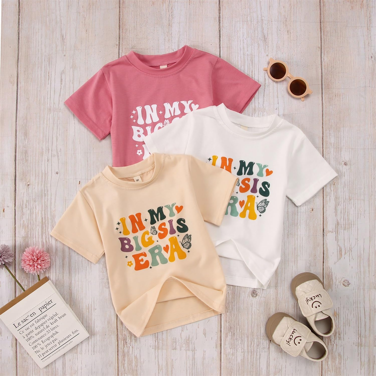 KEKEMI in My Big Sis Era Graphic Shirt Toddler Girl Promoted to Big Sister T-Shirt Baby Short Sleeve Summer Crewneck Tee Tops image number 5
