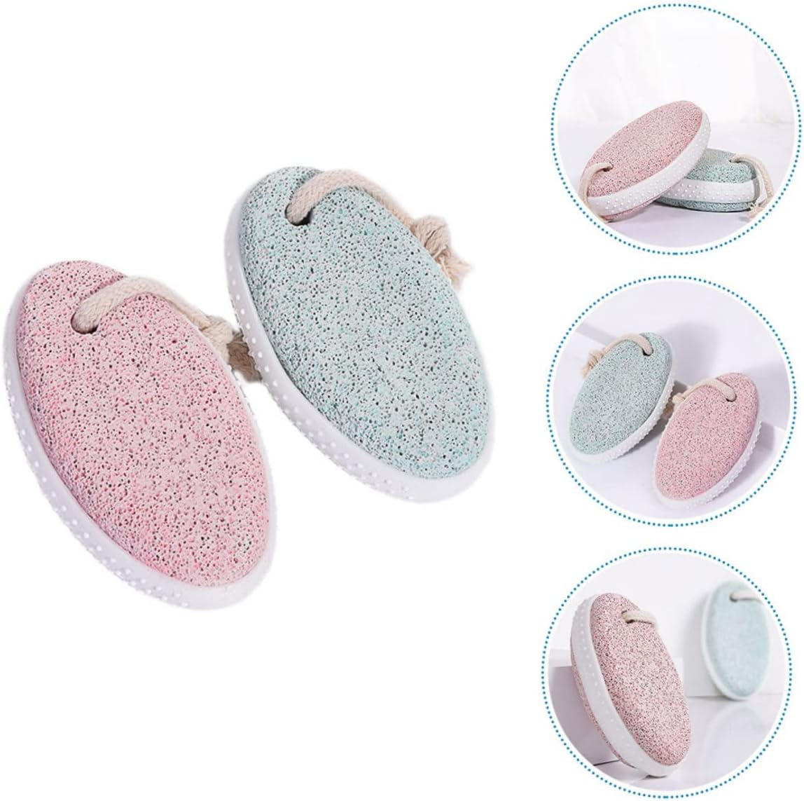FOYTOKI 2Pcs Foot Pumice Stone Scrubber Natural Foot File for Callus Exfoliation Heel Cleaning Tool for Women Men image number 6