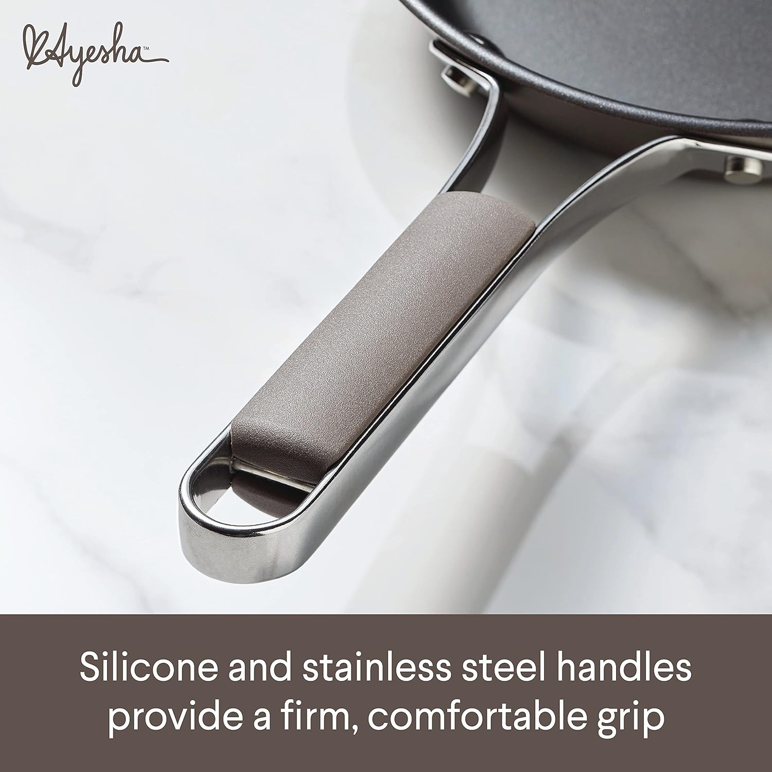 Ayesha Curry Kitchenware Professional Hard Anodized Nonstick Cookware Pots and Pans Set, 10 Piece, Charcoal image number 1