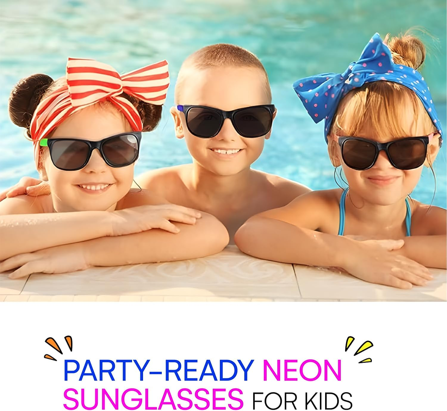 24 Neon Sunglasses for Kids and Adults - Bulk Party Favors for Kid Goody Bag Fillers Stocking Stuffers Bulk Party Pack of 2 Dozen by Neliblu