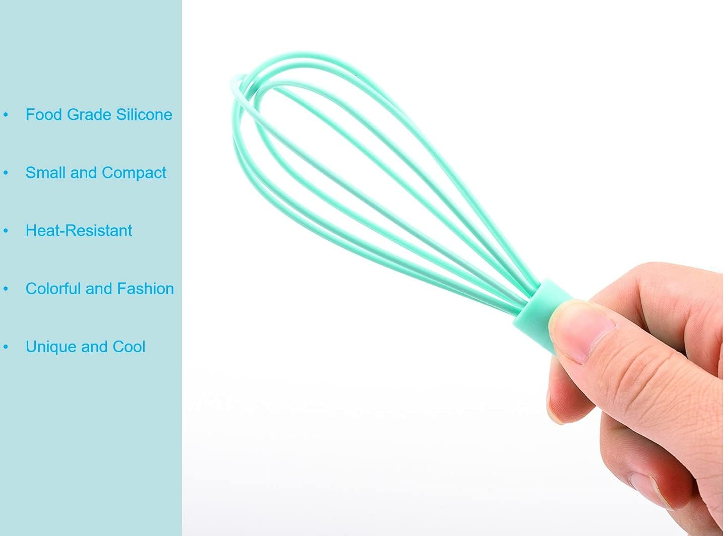 3 Pcs Premium Winaimer Colorful Kitchen Mini Silicone Whisks - Mini Whisk Set Egg Beater for Stirring Cooking Baking, Non Stick Hand Tiny Silicone Balloon Wire Whisk, Milk Frother image number 2