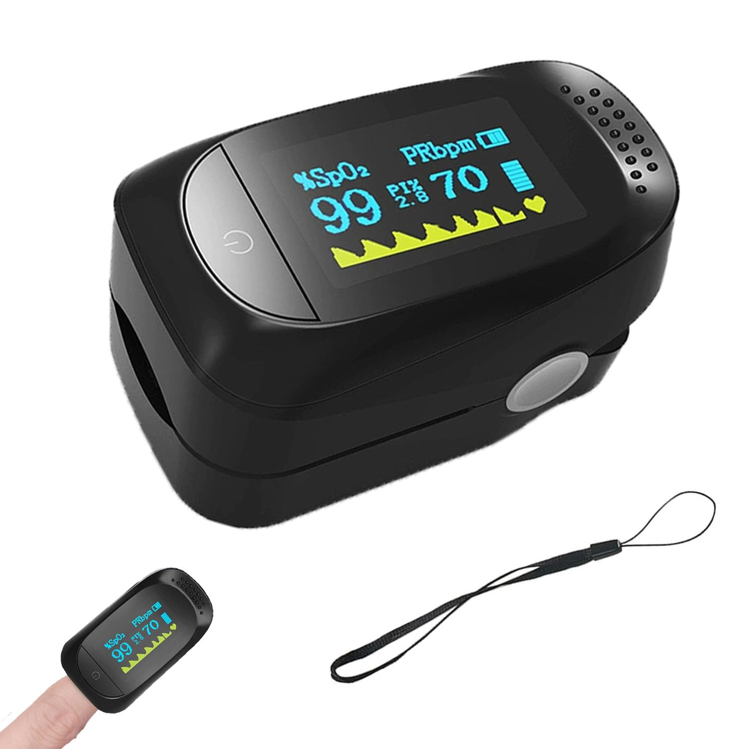 Wakouter Finger Pulse Oximeter, Blood Oxygen Saturation and Pulse Rate Monitor, with Color Screen TFT Display, Spo2 Reading Meter Pulse Rate Monitor for Adult and Child (Black） image number 4