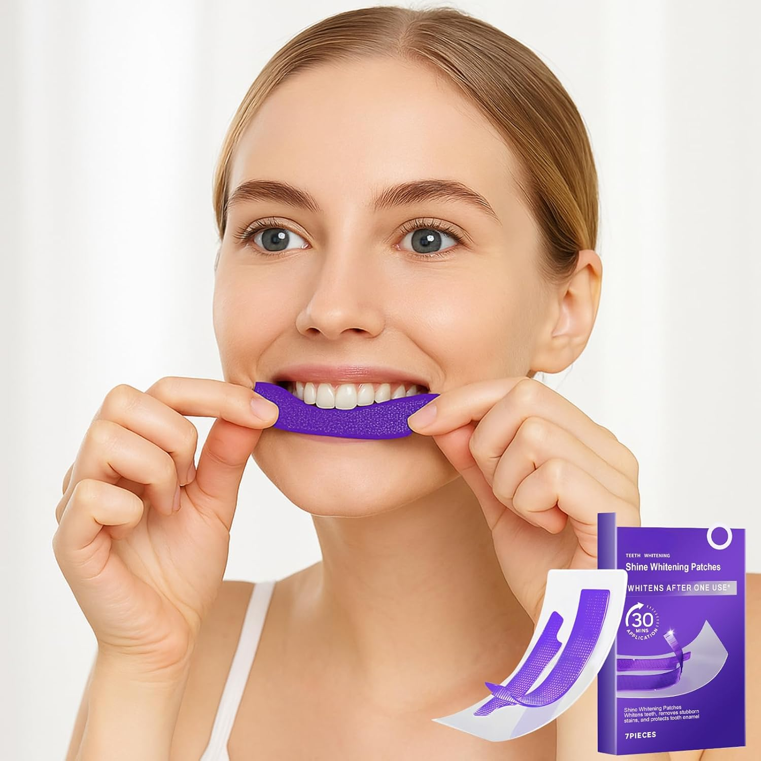 Purple Whitening Strips, Shine Teeth Whitening Patches for Sensitive Teeth, 30-Min Quick Stain Removal, Enamel-Safe Formula, Gentle Whitening Care for a Bright White Smile (6Pcs) - 2Pcs image number 4