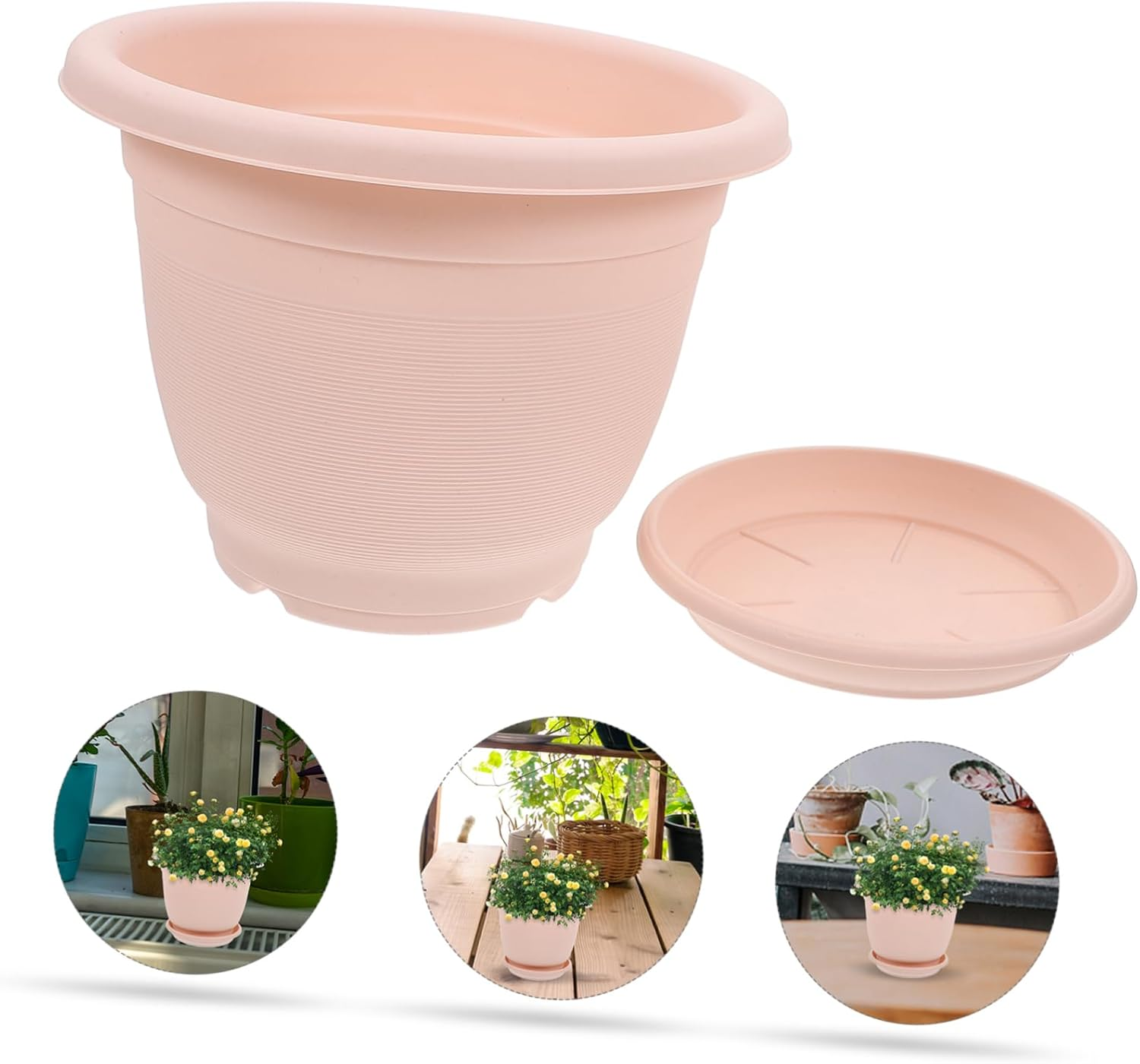 Levemolo 5Sets Root Control Flower Pot Plastic Planter Saucer Kit Garden Supply for Succulent Planters Outdoor for Plant Nursery Pots and Garden Nursery image number 4