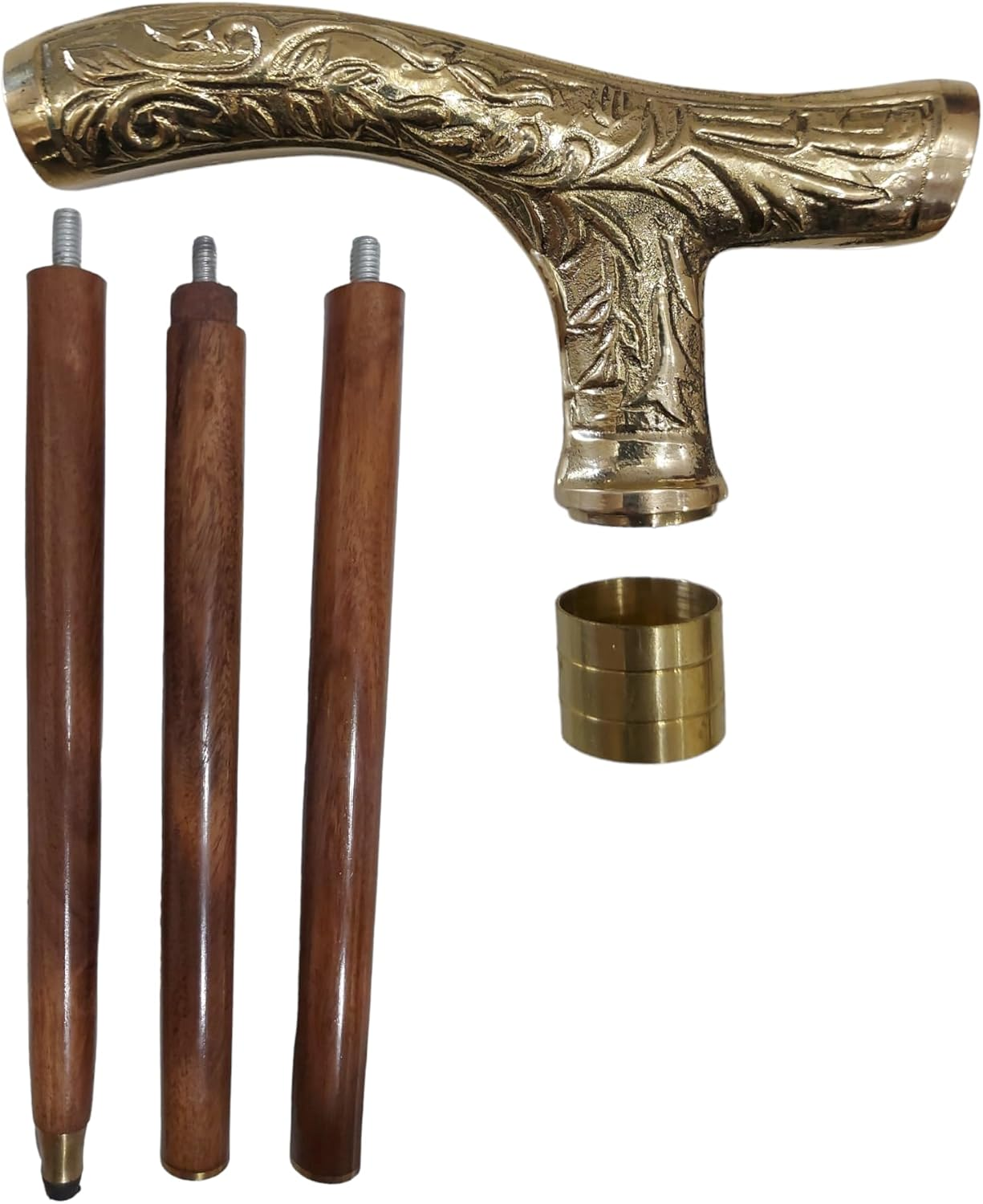 Dolchi Antique Derby Cane - 37" Brown Ebony Wooden Walking Stick - Unisex with Golden T-Shaped Handle - Ideal for Christmas image number 5