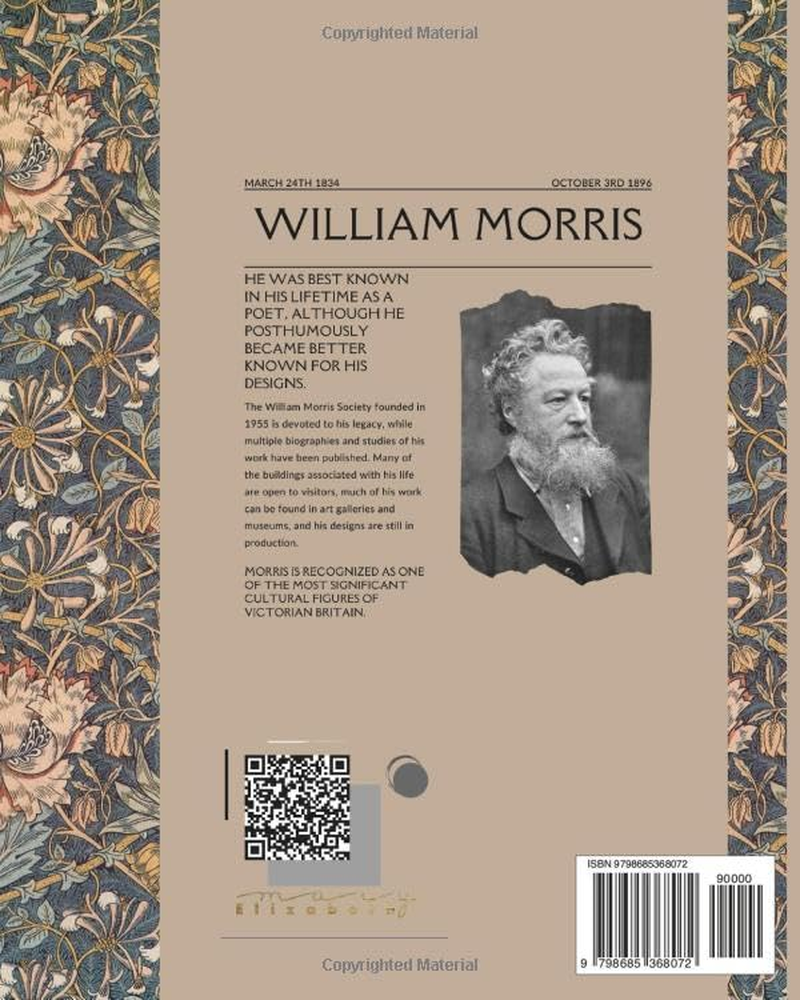 William Morris Notebook: Vintage Design College Ruled College Ruled 8X10 120 Lined Pages