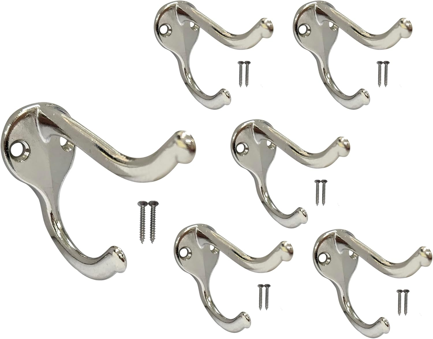 QCAA Premium Quality Single Prong Robe Hook Hanger, Zinc Die Cast, Matte Black, 6 Pack