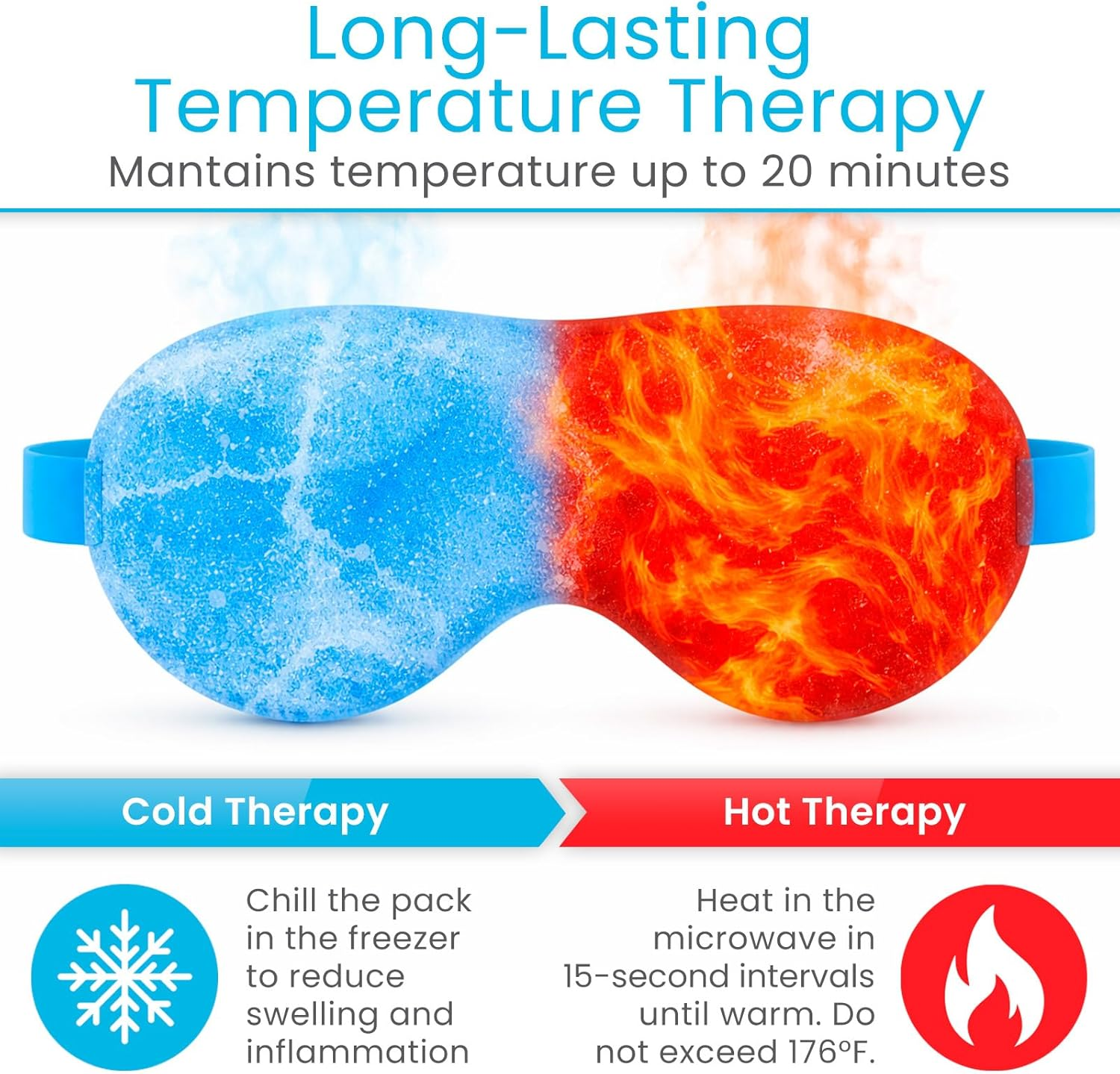 Arctic Flex Cold Eye Mask - Gel Ice Pack for Cool Sleeping, Dry Night Treatment - Reusable Hot Spa Therapy image number 2