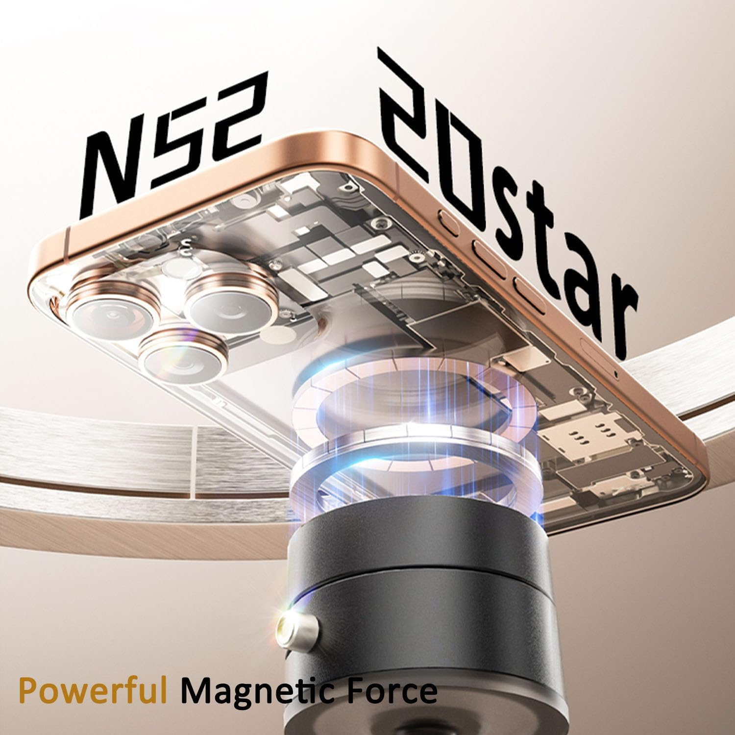 2025 Pro Magnetic-Vacuum Phone Mount - Foldable & Telescopic Car Holder with 360&deg; Rotation for 4WD Dashboards & Office Desks (Black) image number 4