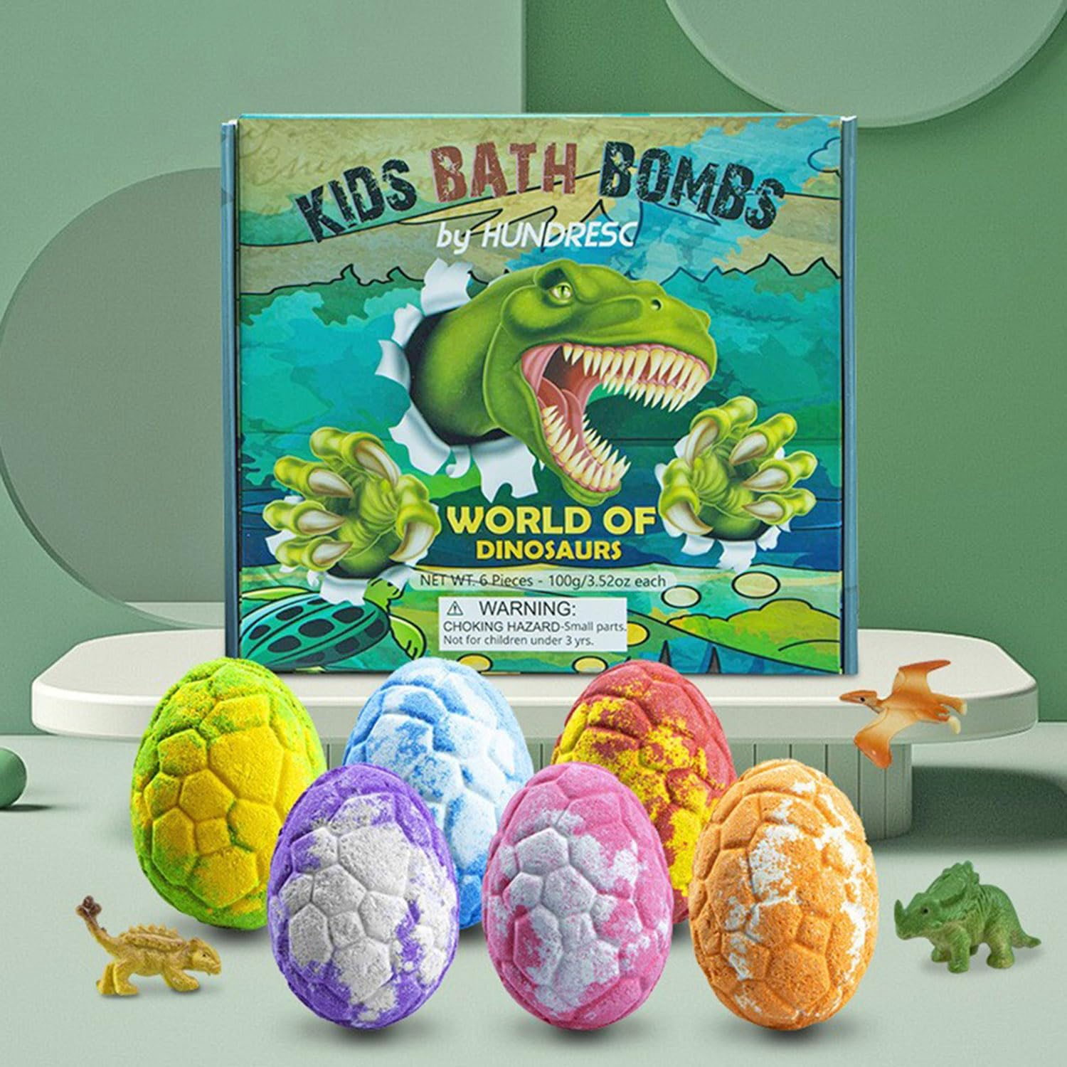 6Pcs Bath Bombs for Kids with Surprise Toys Inside, Dinosaur Bath Bomb Rich in Essential Oil, Gentle Safe Bath Bomb Gifts Set (Dinosaur) image number 3