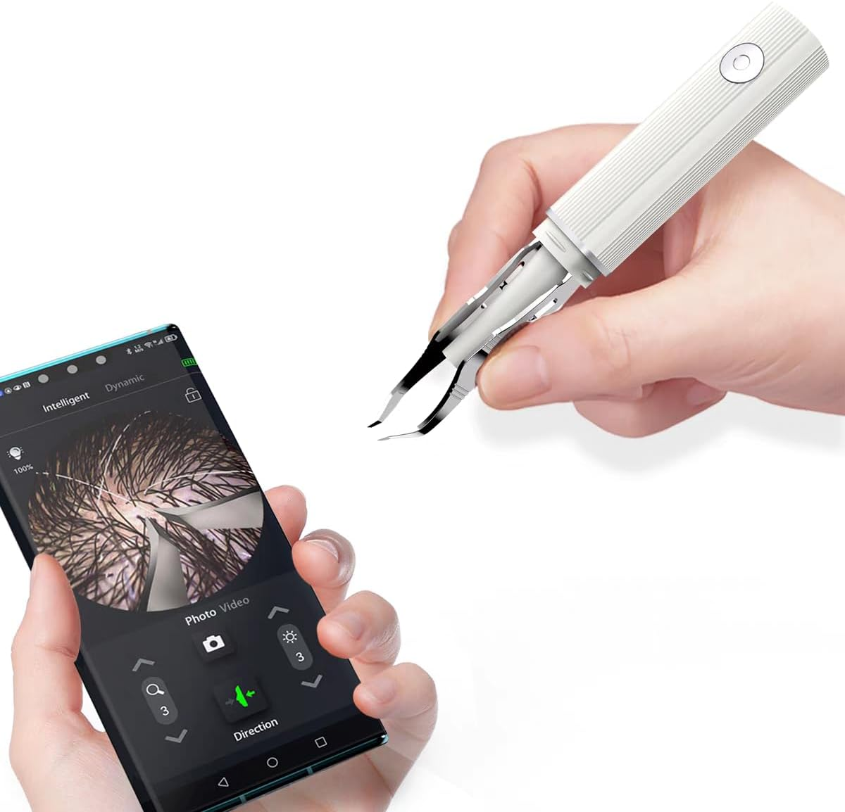 Scopepickeu Visual Hair Removal Tweezers with 1080P Camera,Led Light &ndash; Wifi USB Rechargeable Precision Tweezers for White Hair, Ear Hair, Eyebrows, Eyelash (Black)