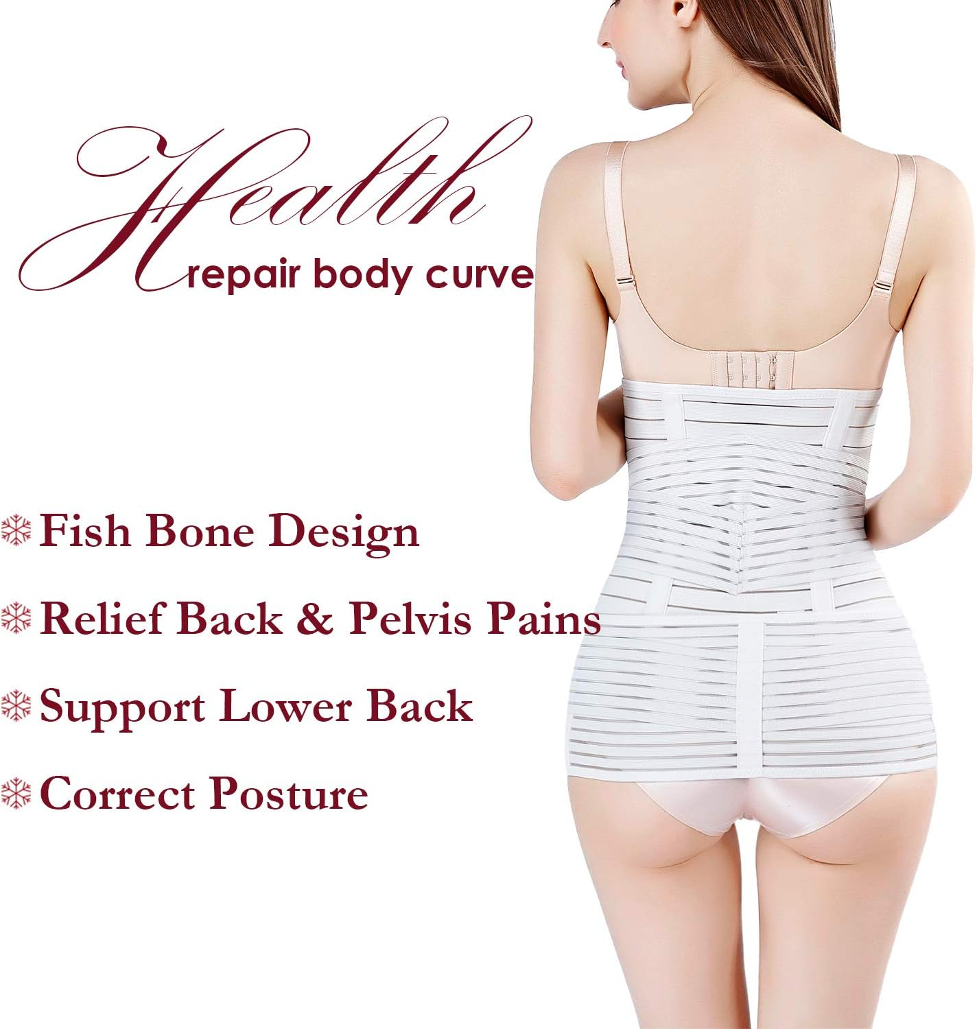 Chongerfei 3 in 1 Postpartum Support Recovery Belly Wrap Waist/Pelvis Belt Body Shaper Postnatal Shapewear - White - One Size image number 5