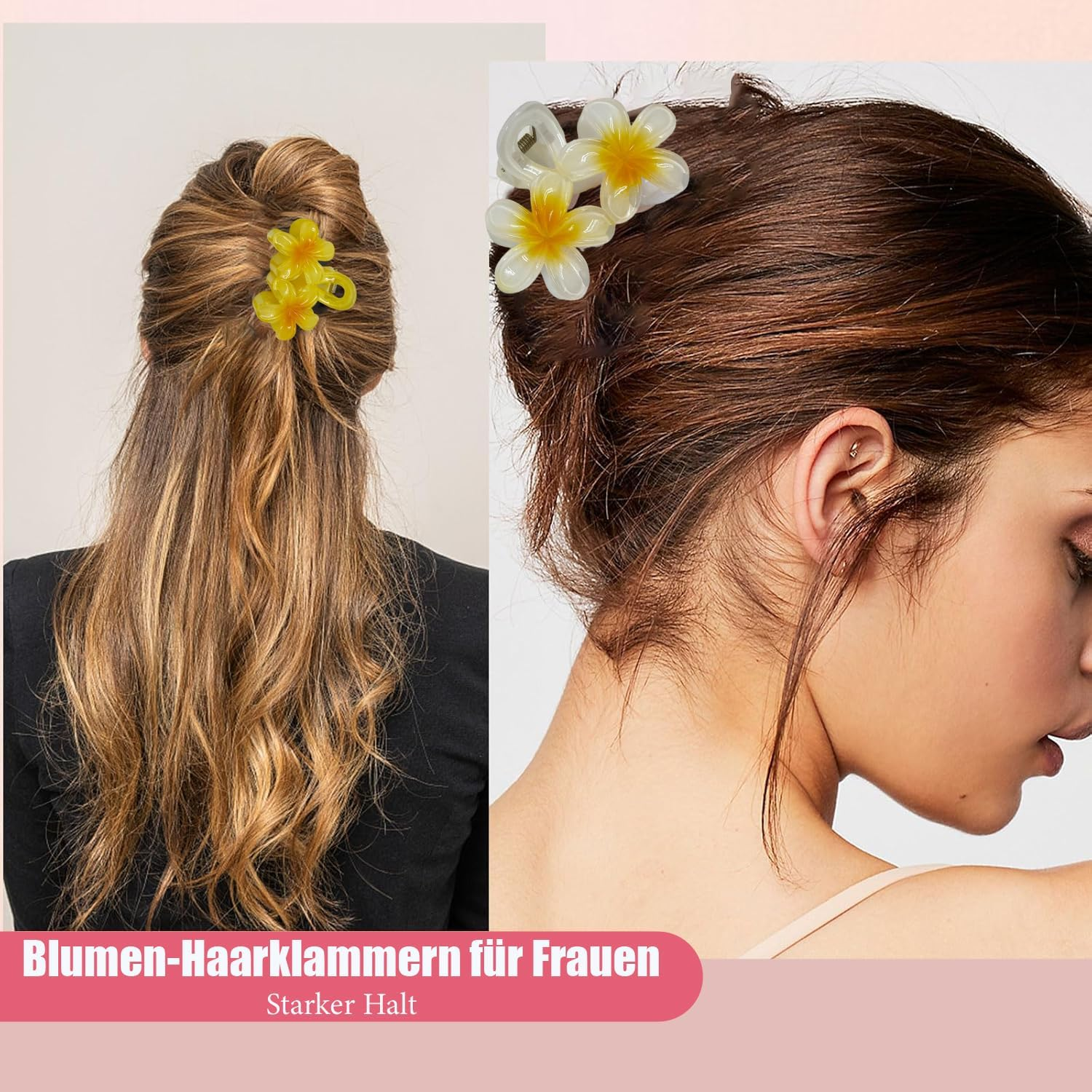 Esshogo Pack of 6 Flower Hair Clips, Hawaii Hair Clips, Women'S Non-Slip Hair Clip, Cute, Colourful Flowers, Hair Accessories, Women, Large Claw Clips for Thick Hair, Flower Hair Clip image number 6