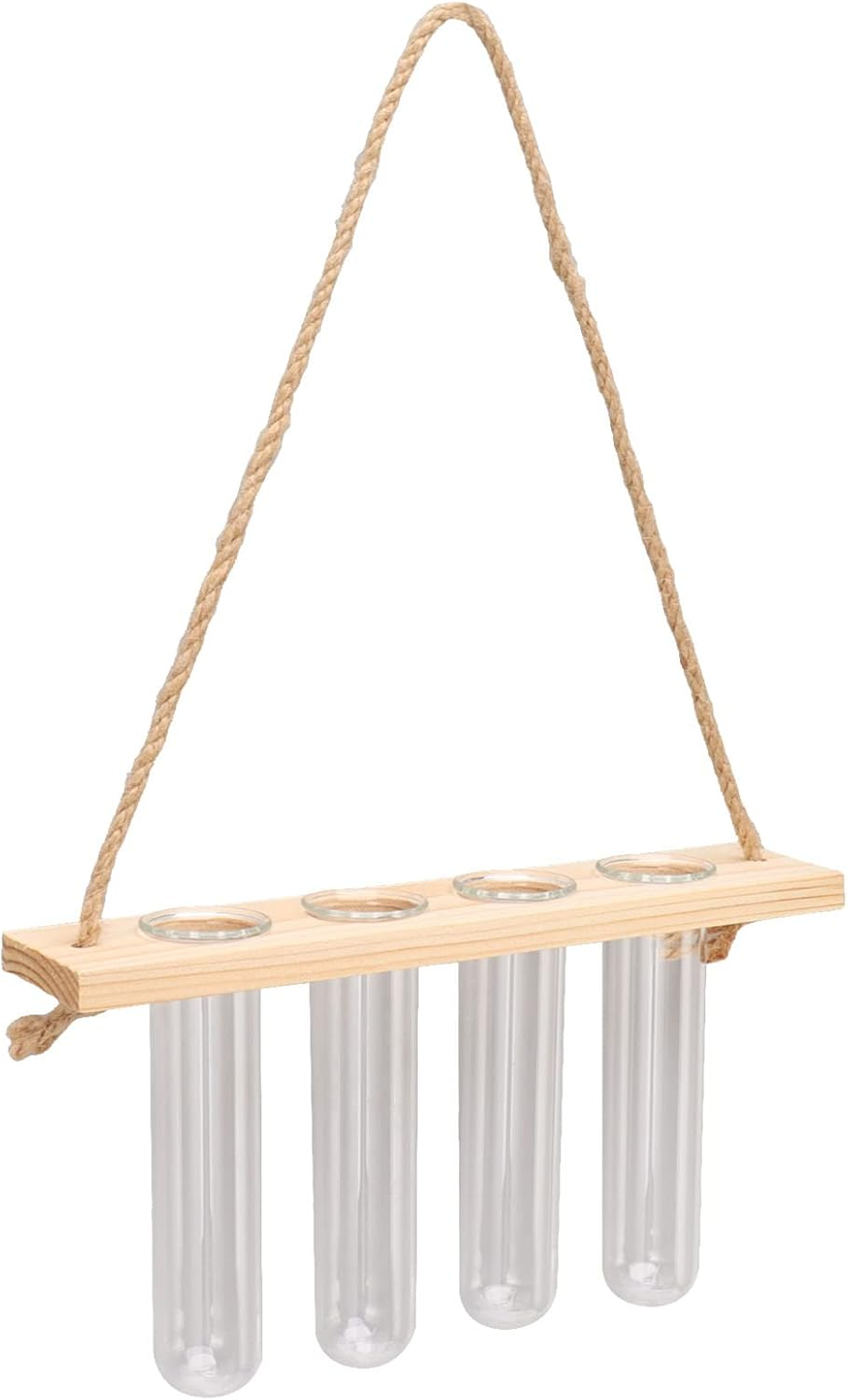 Plant Propagation Station, Wall Hanging Plant Terrarium with Wooden Stand Glass Planter Test Tube Plant Hanger Flower Vases for Hydroponic Plants Cutting Flower, Home Decoration (Retro Color)