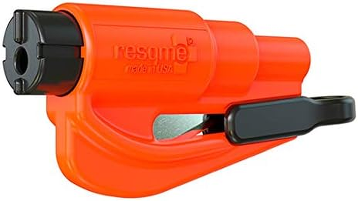 Resqme Family Pack of 3 with Accessories, the Original Emergency Keychain Car Escape Tool, 2-In-1 Seatbelt Cutter and Window Breaker, Made in USA, Blue, Orange, Yellow