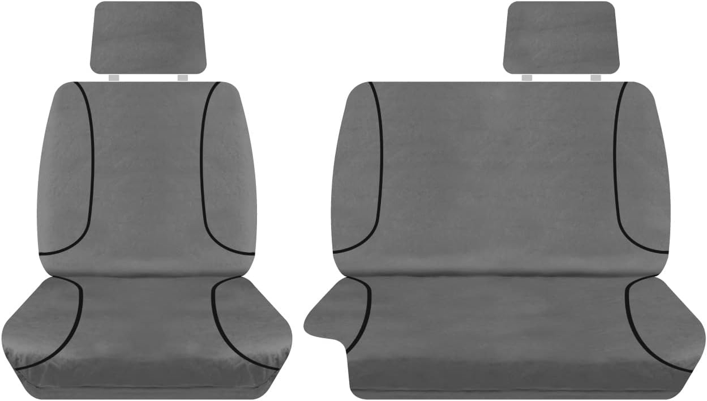 For Toyota Landcruiser Troop 2007-2022 TRADIES Grey Canvas Front Seat Covers image number 2