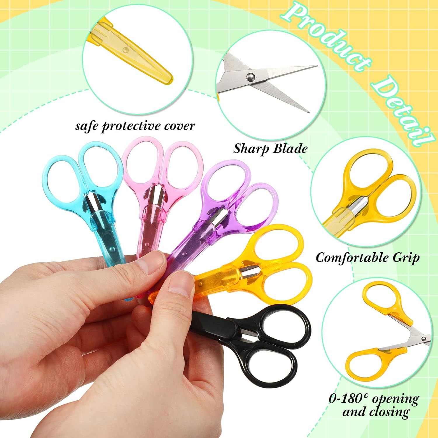 72 Pcs Embroidery Scissors Set Small Craft Scissors for School Kids Lightweight Detail Stainless Steel Scissor with Protective Cover Straight Tip for DIY Sewing Student Office Teacher Art Supplies image number 2