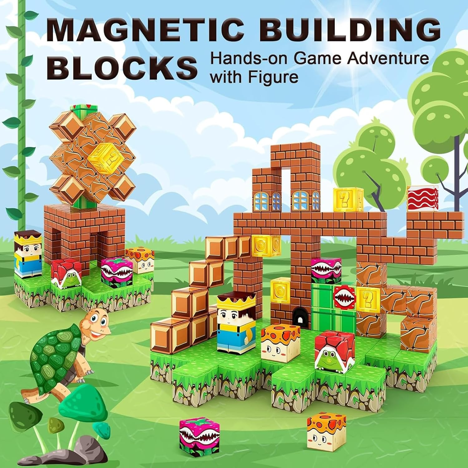 Magnetic Blocks Cubes 132PCS for Boys & Girls Age 3-4 4-5 6-8,STEM Montessori Sensory Toys for Toddlers for 3+ Years Old, Magnetic Construction Toys image number 3