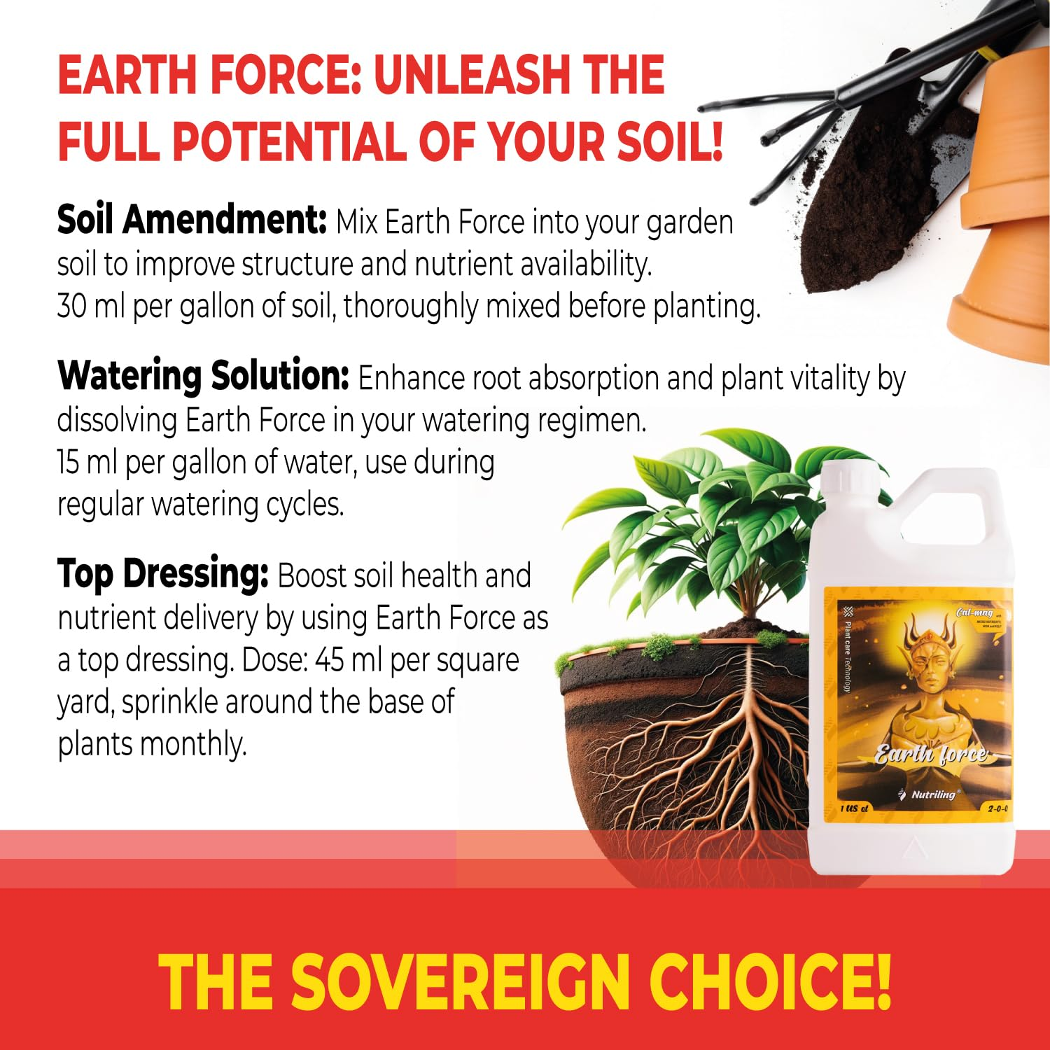 Earth Force 2-0-0 - Cal Mag for Plants. Cal-Mag for Plants Fertiliser for Healthy Buds. Excelent Calcium Magnesium Fertiliser. Ideal Calmag for Plants and Hydroponic Nutrients - 1 L image number 3