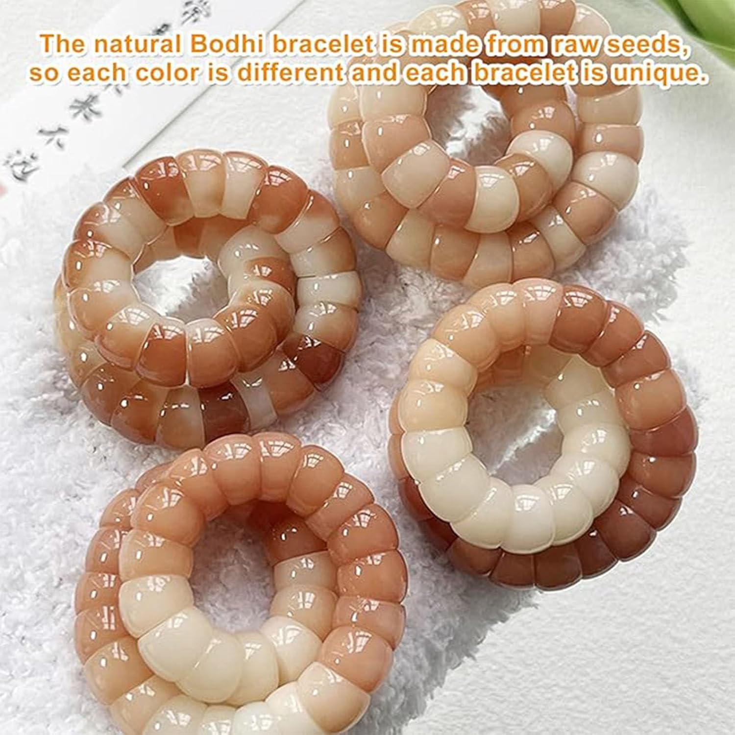 Natural Bodhi Beads Bracelet for Anxiety Relief, Bodhi Seeds Beaded Bracelets, Protection Healing Anti-Anxiety Stress Reduction Jewelry image number 2