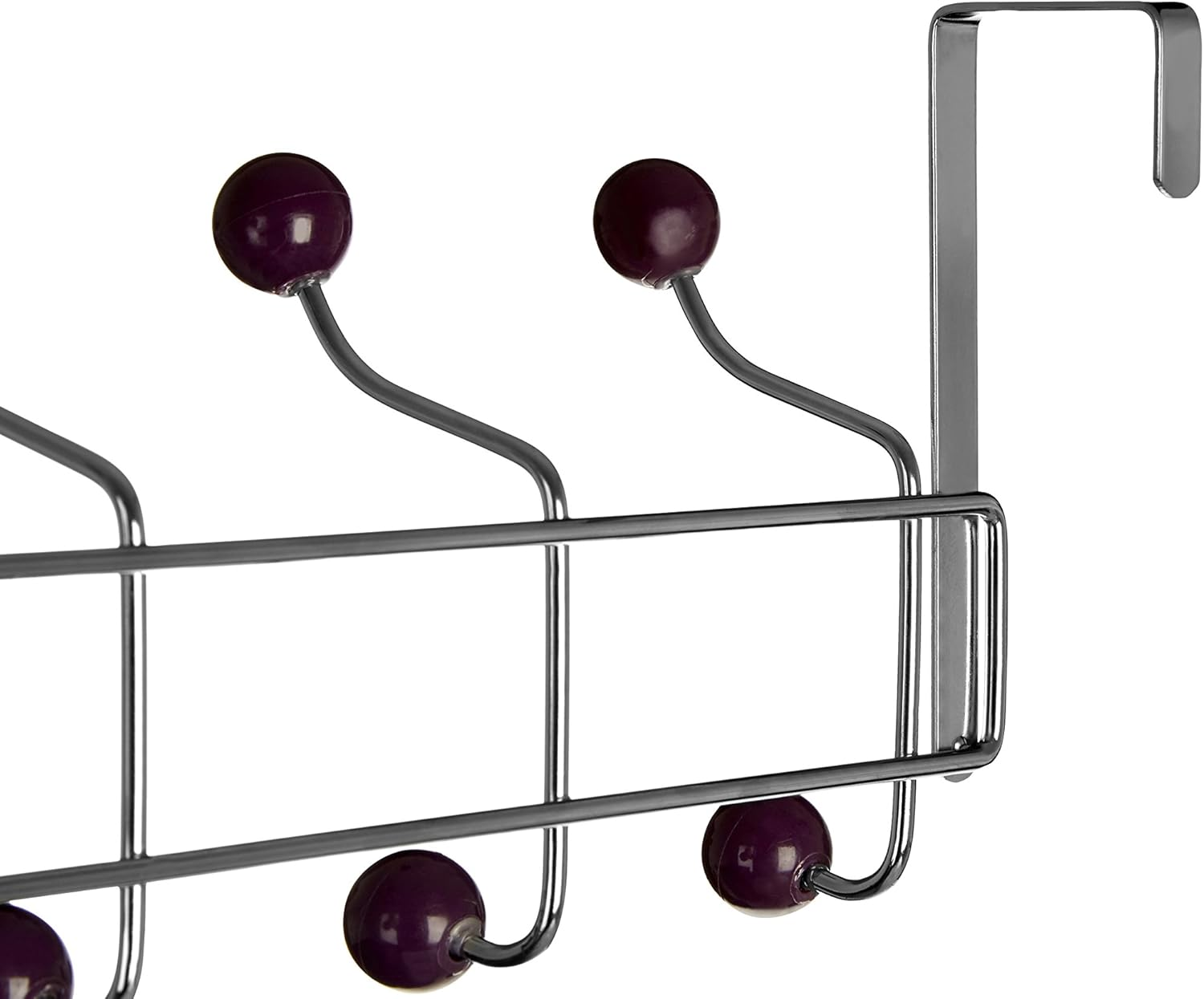 Premier Housewares Hook Door Coat Rack, 10 Hooks, Purple, Chrome, Plastic, 12 X 41 X 17 Cm - Turquoise image number 3
