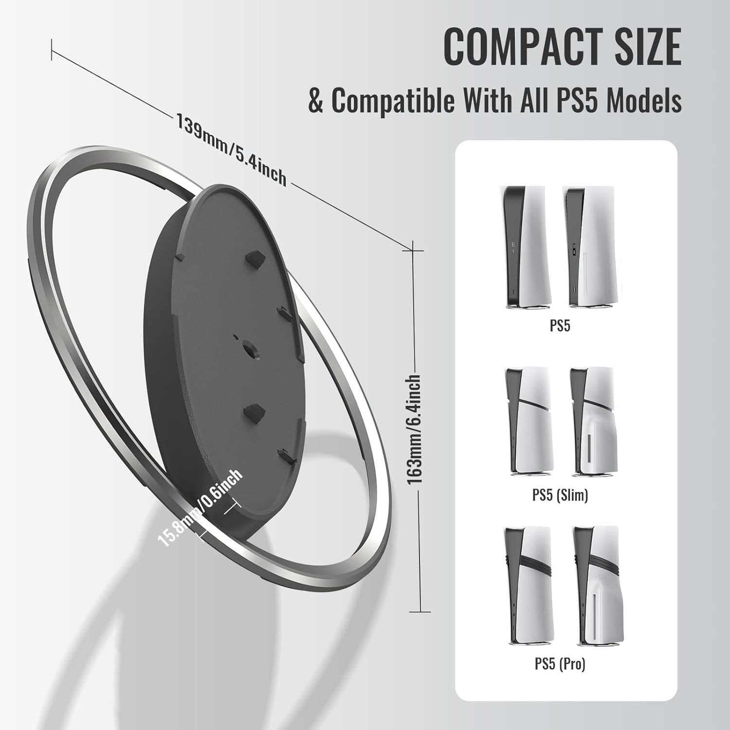 Vertical Bracket for Playstation 5, Vertical Bracket for PS5/PS5 Slim/Ps5 Pro Full Series Console (Metallic Black) for 【Playstation 5 】 image number 2