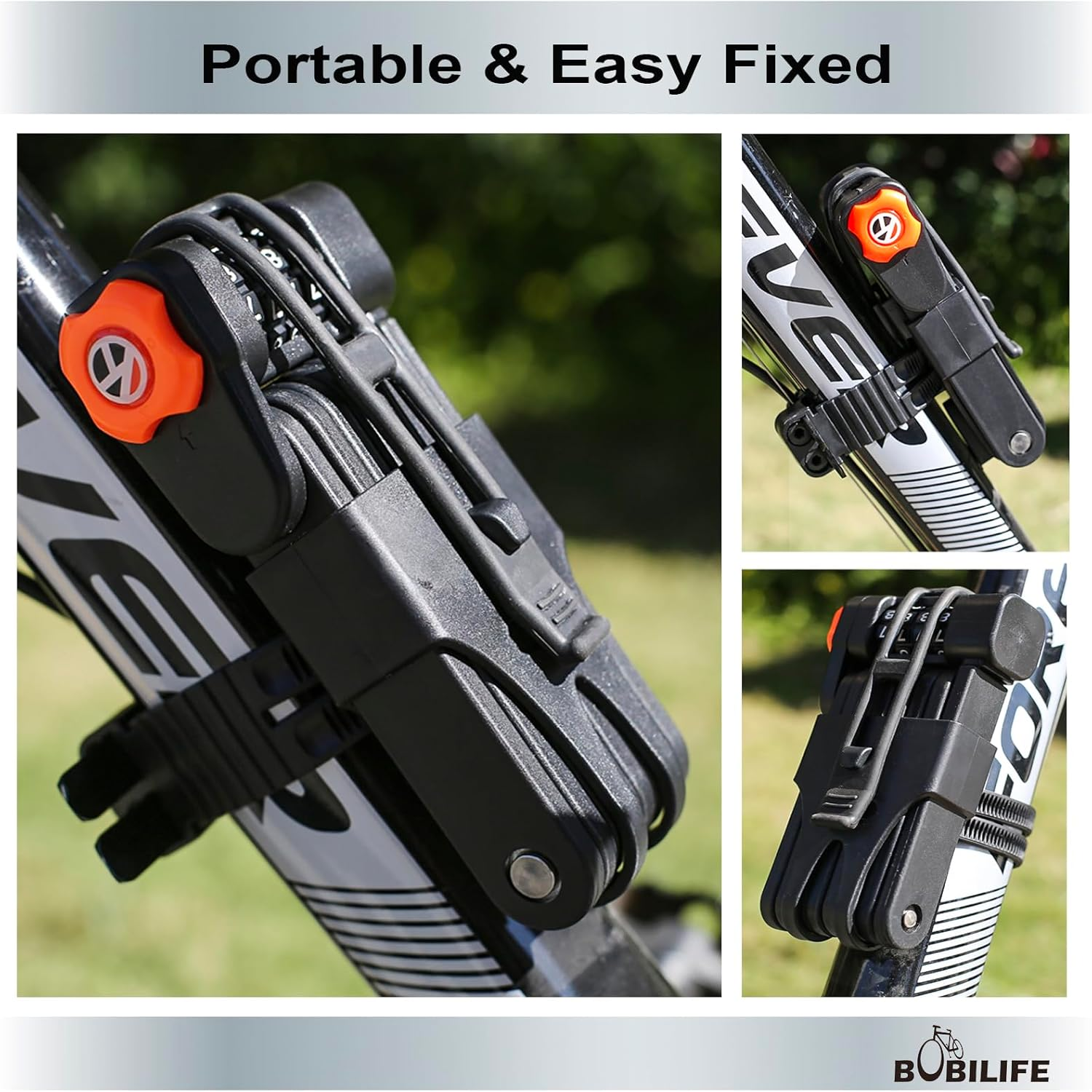 Foldable Bike Lock with Mount Bracket, 4-Digit Combination anti Theft Heavy Duty Alloy Steel Anti-Scratch Bicycle Lock, Waterproof Anti-Rust Folding Bike Chain Lock for Bike Bicycle Ebike and Scooter