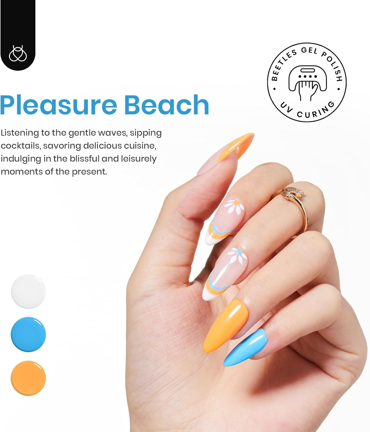 Beetles Gel Polish Gel Polish Set, 6 Colors Blue Orange Glitter Green Gel Polish Kit, Soak off UV LED Nail Lamp Nail Art Manicure Kit, DIY Home Salon Women and Girls image number 4