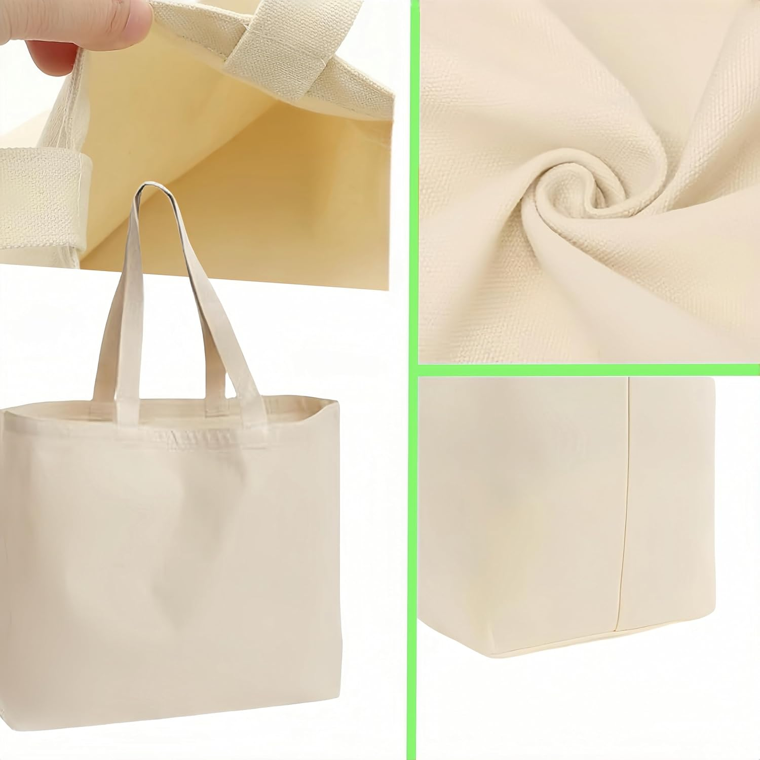 Wizefolk 6 Pack Multi-Purpose Blank Cloth Bags, 41X10X32 Cm Tote Bags Reusable Blank Canvas Bags Use, Economical Cotton Large Grocery Shopping Bag Tote Lightweight Washable for DIY Gift Bags (White) image number 1