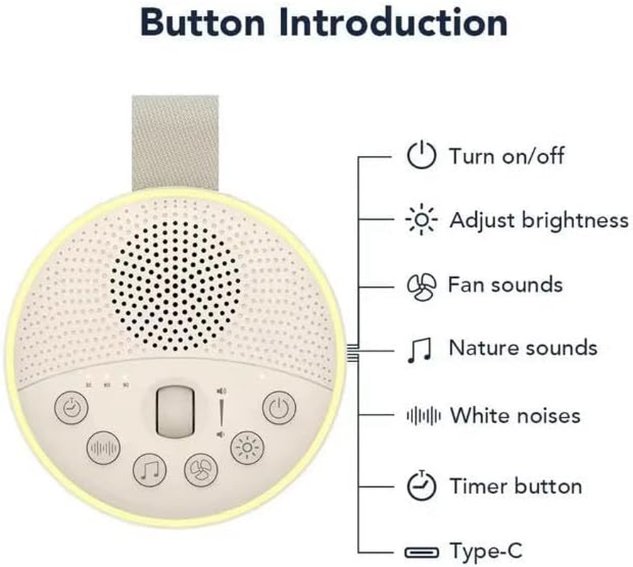 Tung Pyt Ltd Portable White Noise Machine, Taupe &ndash; 21 Soothing Sounds, Adjustable LED Light, USB Rechargeable, up to 48 Hours Battery Life &ndash; Promotes Deep, Restorative Sleep for Babies and Adults. image number 1