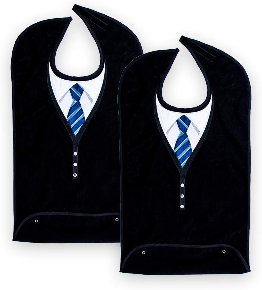 Adult Bib for Men with Embroidered Design. Waterproof, Reusable & Washable